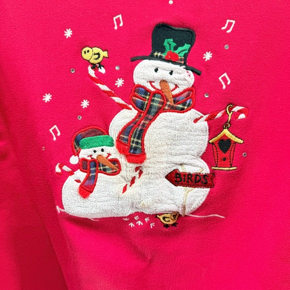 Quacker Factory Women's Red Snowman Christmas Sweatshirt Size 2X - Picture 2 of 10